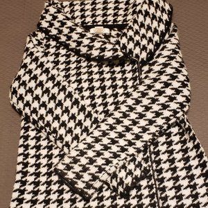 Houndstooth wrap- around sweater jacket